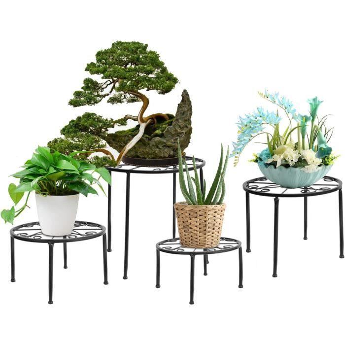 Lot De 8 Supports Pour Pots De Fleurs Ronds 30 Cm – Élévateurs De Plantes En PP Résistant, Intérieur & Extérieur (Noir)