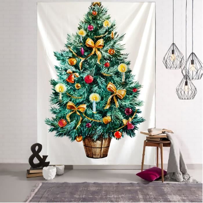 100cm X 200cm Sapin de Noël au imprimé sur toile,Tenture Murale ...
