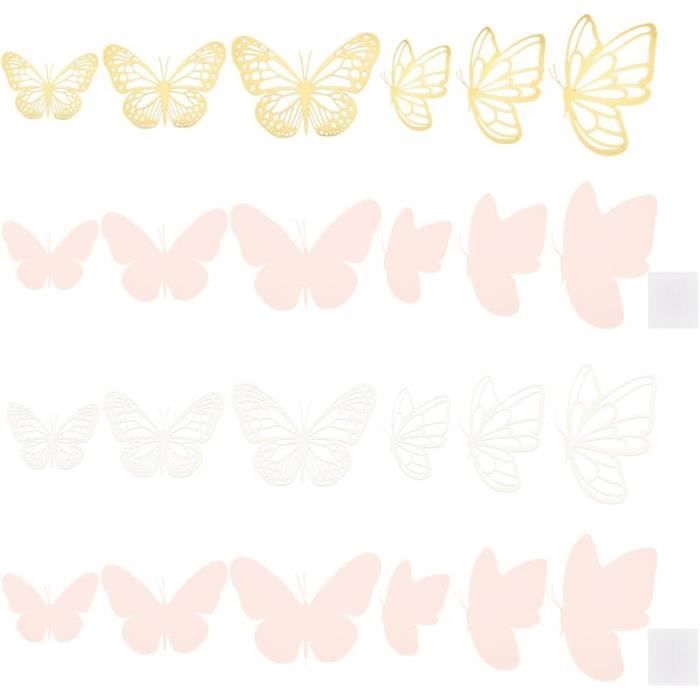 2 Pcs 3D Papillon Décoration Murale Papier Papillons Décoration Amovible  Papillon Autocollant Stickers pour Jardin Filles Rose - Cdiscount Maison