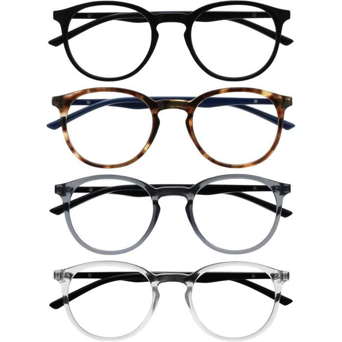 Lunettes Anti-lumière Bleue OPULIZE - Pack De 3, Monture Ronde, Verres +2.00, Pour écran Et Sommeil