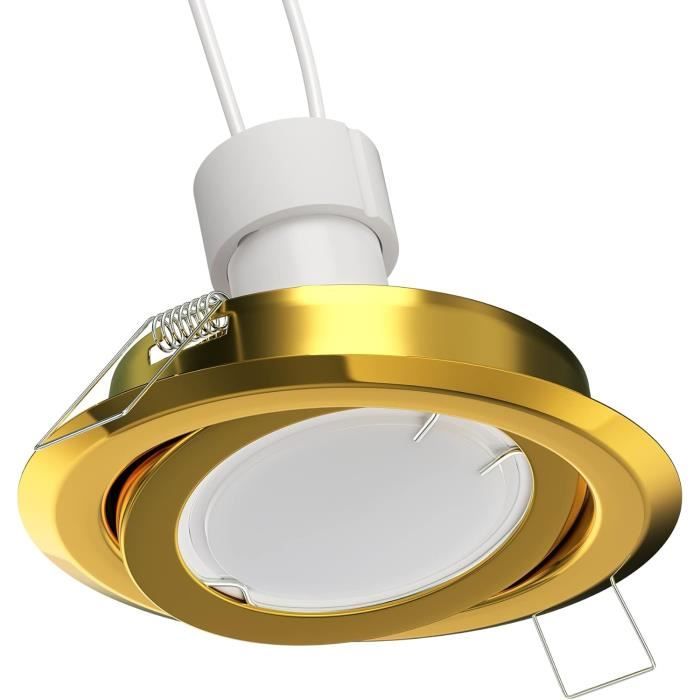 Lot 12 Spots Encastrables FABI Or - Orientable 60° - GU10 - 630lm Blanc Chaud - Ø96mm