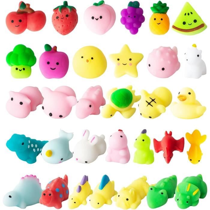 Jouets Squishy - Kawaii - 32Pcs - Animaux et Fruits - TPR - Anti Stress