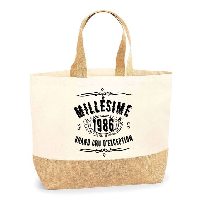 Tote bag en jute - PLANETEE - 1986 Millésime Grand Cru dException - Multicolore - jute naturel - Fabriqué en France