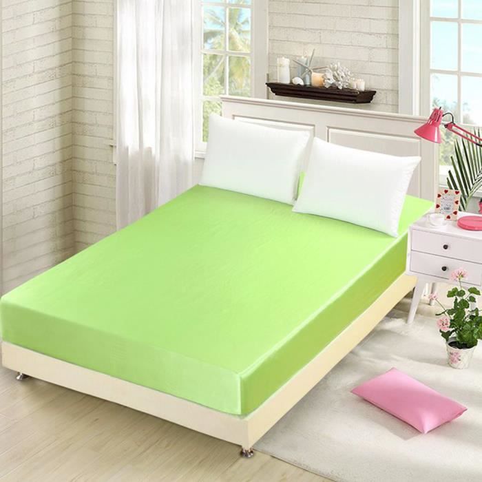 Draphousse en satin de soie, lit à poches profondes, ensemble de draps plats, oreiller 3 pièces