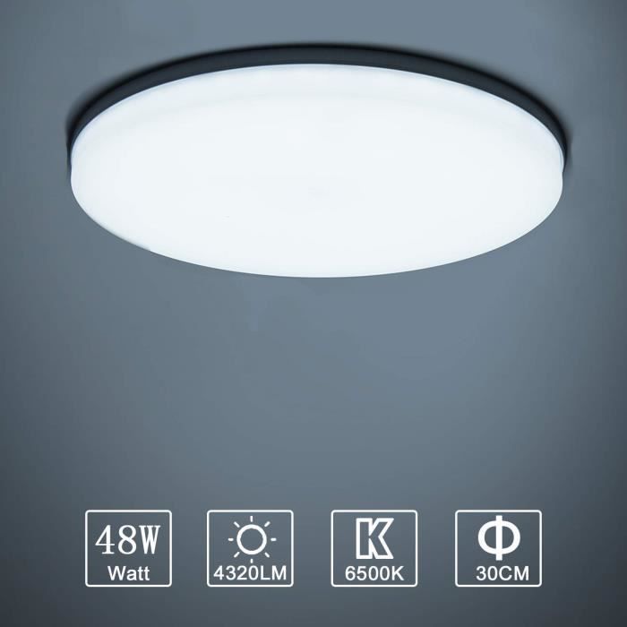 Hengda 15W Plafonnier LED Luminaire Salle de bains Blanc Chaud IP44 1350LM 6500K Lampe Moderne pour Chambre Couloir Salon Balcon Eclairage Intérieur 8-15m²