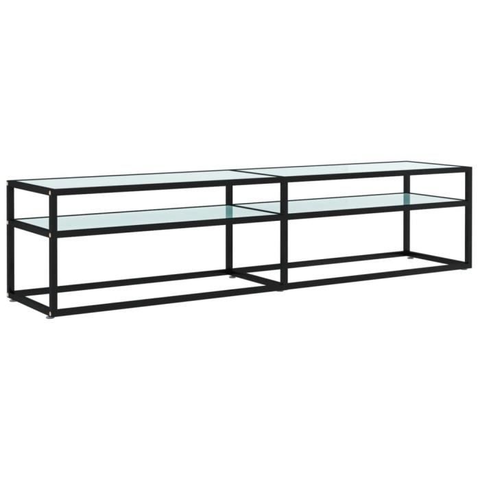 ZHG- MODE&CHIC Meuble TV Marbre blanc 180x40x40 5 cm Verre trempé Moderne-Design