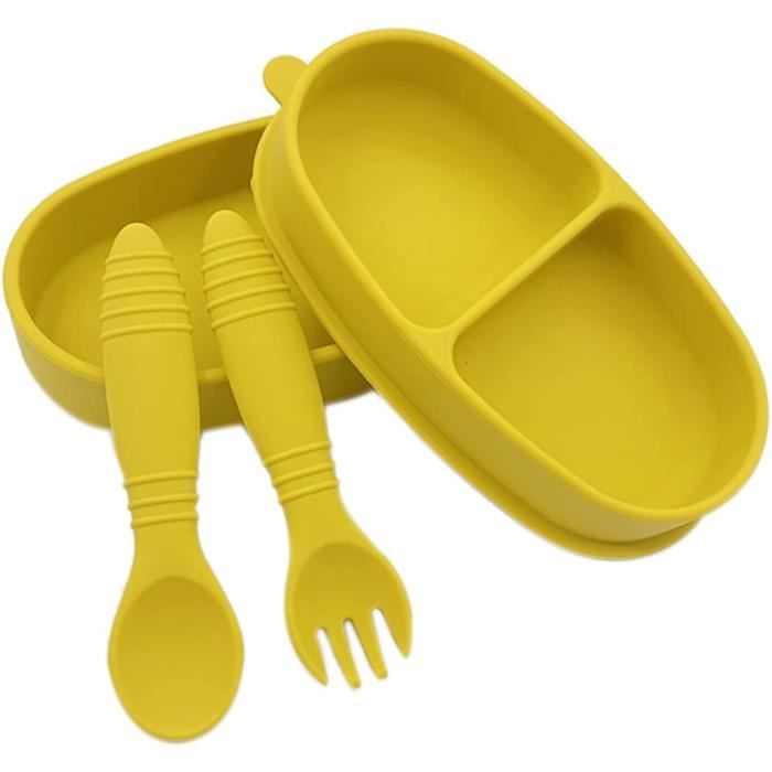 Bumkins Plat En Silicone, Assiette à Ventouse, Assiette Divisée, Assiette Pour Bébé, Sans BPA Passe Au Micro Ondes Et Au Lave Vaisselle Gris