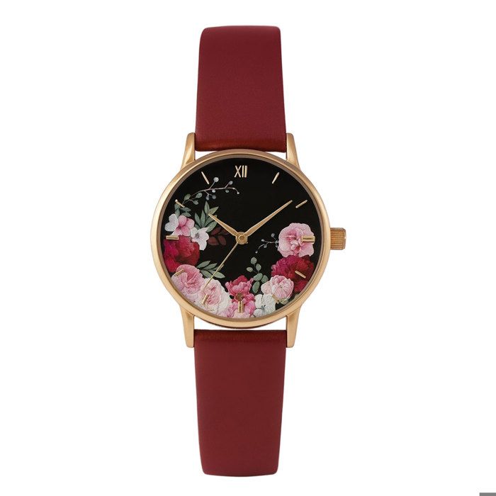 Montre fantaisie Fleurs pour Femme - rouge