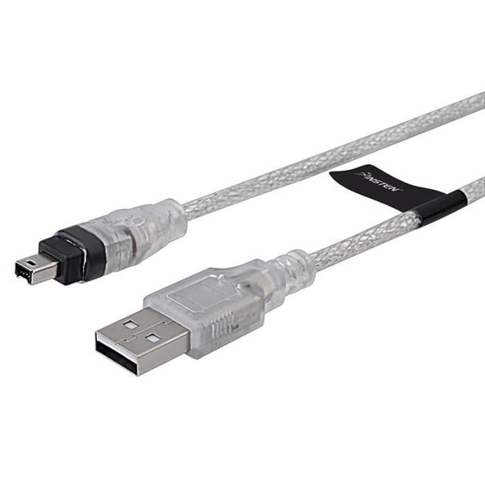 INSTEN® Câble USB 2.0 vers IEEE 1394 FireWire 4 broches/4Pin 1,8m