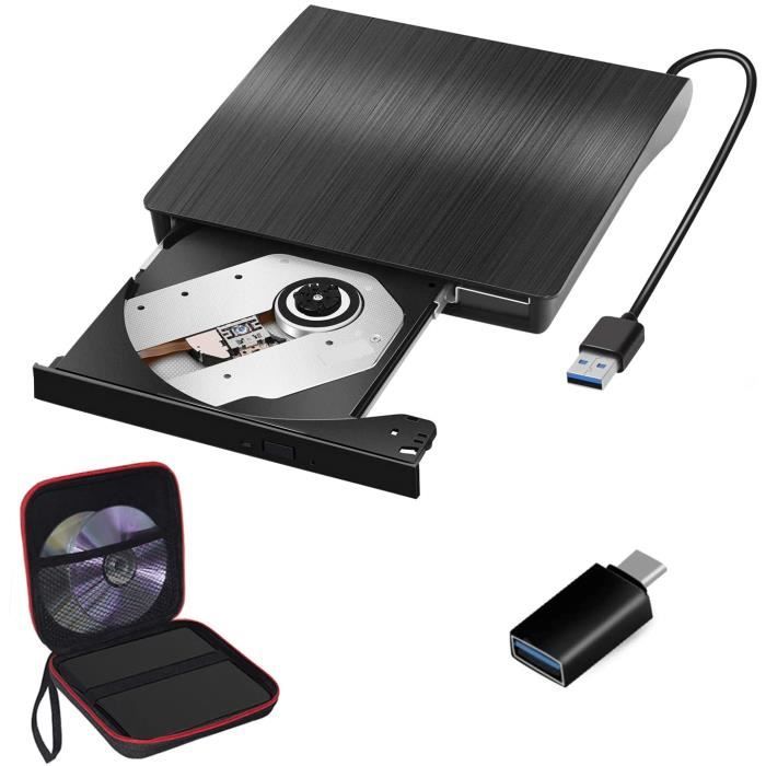 Lecteur CD-DVD Externe USB 3.0 et Type-C,Graveur DVD Externe