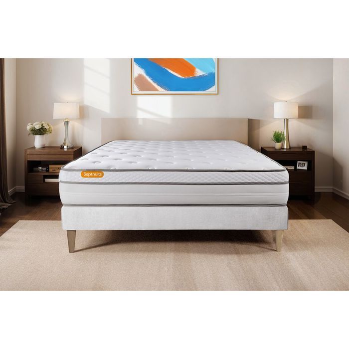 Matelas + sommier 140x190 Memo Luxe Ressorts ensachés + mémoire de forme 5 zones de confort MAXI épaisseur Matelas + sommier 140x190 Memo Luxe Ressorts ensachés + mémoire de forme 5 zones de confort MAXI épaisseur