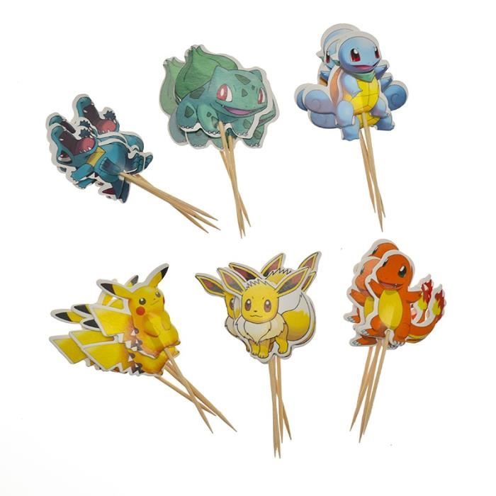 Decorations De Fete D Anniversaire Paradis Animaux Carte Bordure De Gateau Pokemon Dessin Anime En 24pcs Topper Ku057 Cdiscount Maison