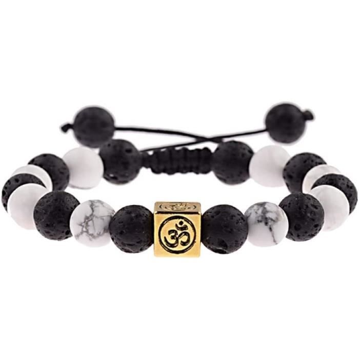 Bracelets En Pierre Pour Femme, 7 Chakras Naturel Blanc Grenat Bracelet Élastique Rose Couronne
