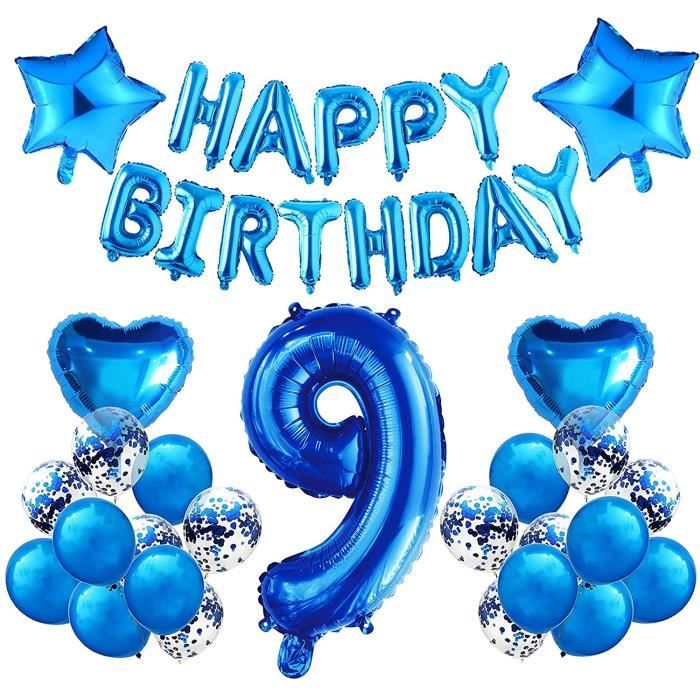 Bleu Ballon Chiffre 9 Anniversaire Garcon 9 An Parti Decoration Forme Detoile Ballons Confettis Banniere Decoration Pour Garco Cdiscount Maison