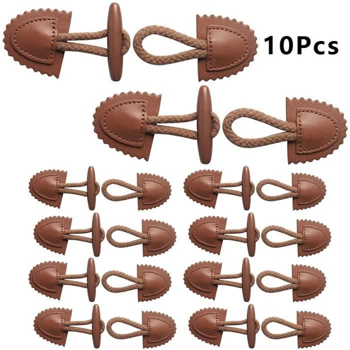 Bouton Corne 8 Boutons En Bois En Cuir PU Corne Bouton À Bascule Corne Basculer Coudre Pour Manteau Veste Diy D Coration