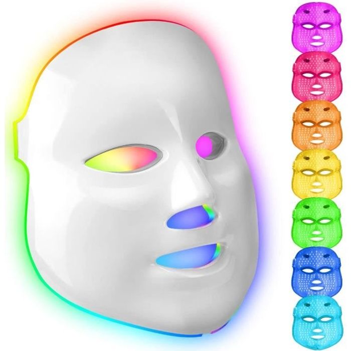 Masque LED De Luminothérapie 7 Couleurs - Soin Anti-Âge Et Anti-Acné Pour Le Visage