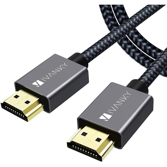 IVANKY Câble HDMI 4K Ultra HD 2m - Câble HDMI 2.0 en Nylon Tressé