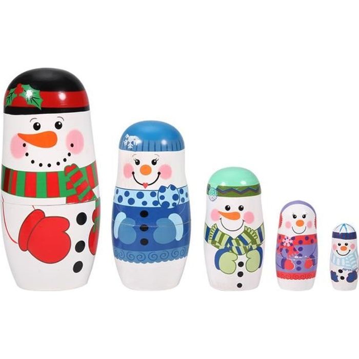 Flyan Ensemble 7 Pièces Poupées Gigognes Pingouin En Bois - Matriochka Russe