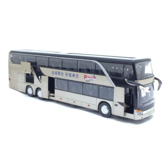couleur or bus à traction en alliage de haute qualité, bus de double visite, véhicule jouet flash, produit, l