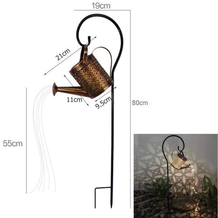 Lanterne Solaire Père Noël Arrosoir - Décoration Noël Extérieur, IP65, éclairage LED Automatique - 87cm