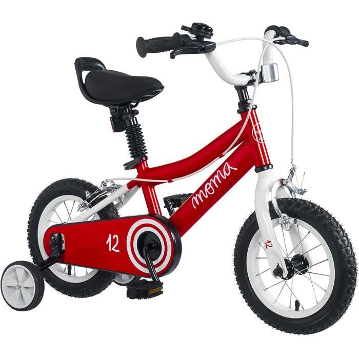 Vélo 12 avec petites roues inclus, ideal partir de 3 ans de 80 a 105cm  mixte enfant, rouge - Cdiscount Sport