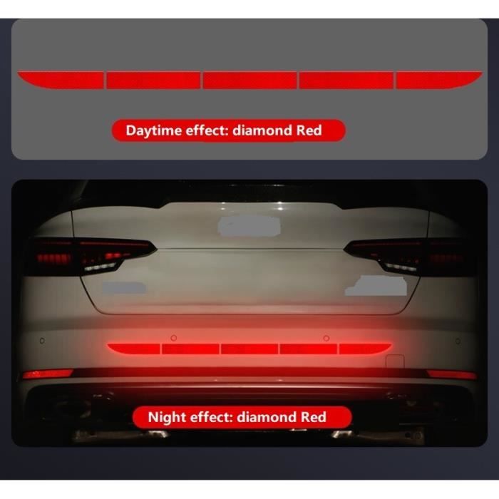 Décoration véhicule,Autocollant réfléchissant pour coffre de voiture,5  pièces,autocollant d'avertissement lumineux - Red[C280349]