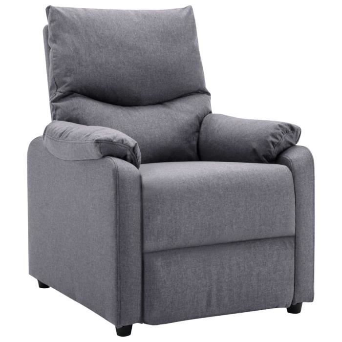 Grand Fauteuil Gris Clair Modulable - Tissu Et Pieds Bois - Comme Neuf