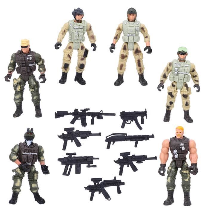 Comparer les prix de Qiilu Jouet de modèle militaire 6pcs Modèles de Police Soldats Militaires Mobiles avec Articulations Armes pour Parent-Enfant