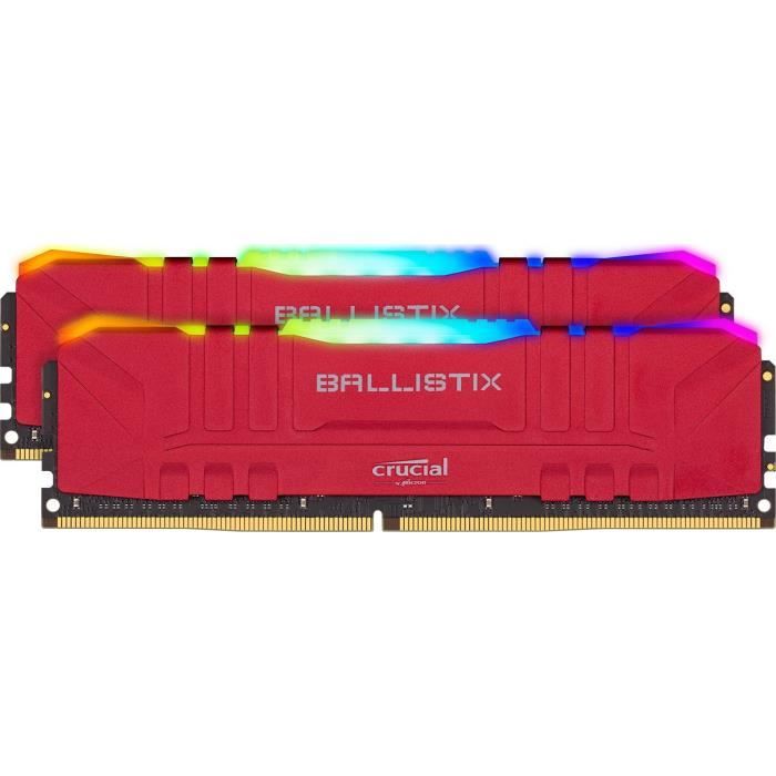 Vente Memoire PC CRUCIAL Ballistix Red RGB 2x16GB (32GB Kit) DDR4 3000MT/s  CL15 RGB pas cher