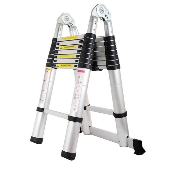 Échelle télescopique à cadre en A polyvalente et robuste en aluminium ...