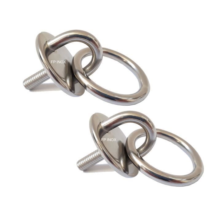 Lot De 5 Pontets Sur Platine En Inox A2 - Dimensions 50x60 Mm, Hauteur Totale 40 Mm - Anneau Intérieur 27x30 Mm, Fil Diamètre 10 Mm - Pour Fixation Solide - 8