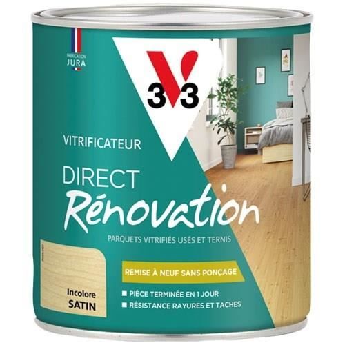 V33 Vitrificateur parquet et stratifié - Direct rénovation - Incolore satin - 0.75L - vue 1