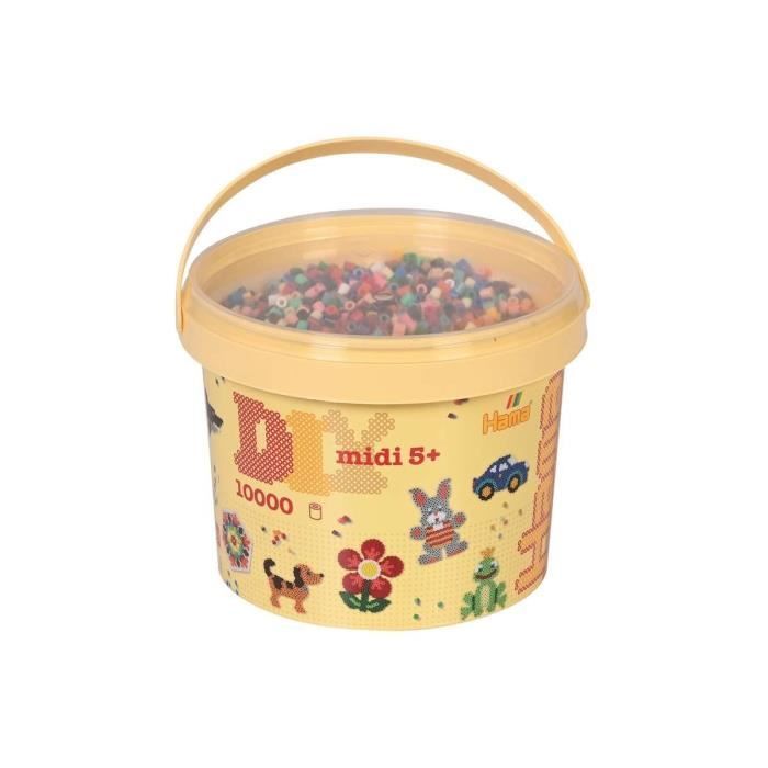 Hama Coffret Géant Perles à Repasser Midi - 7000+ Perles, 30 Couleurs, Plaques + Livre D'Idées