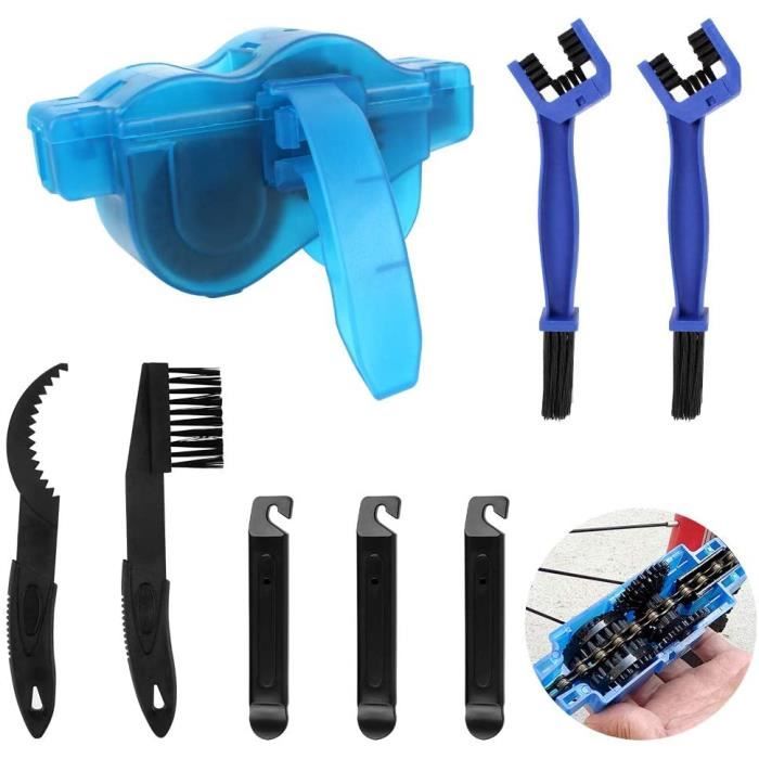 HEQISHUN 8pcs Kit De Nettoyage De Chaîne De Vélo,Brosse de roue à chaîne,Tiges de pneu à levier pour Vélo Et VTT