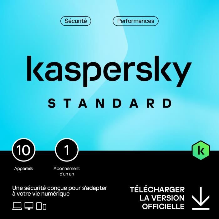 Kaspersky Standard 2024 - (10 Postes - 1 An) | Version Téléchargement