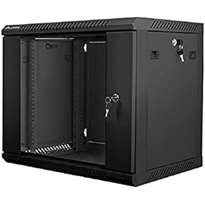 Étagère 9U - LANBERG - WF01-6409-10B - Rack monté sur le mur - 19 - Noir - 650 x 450 mm