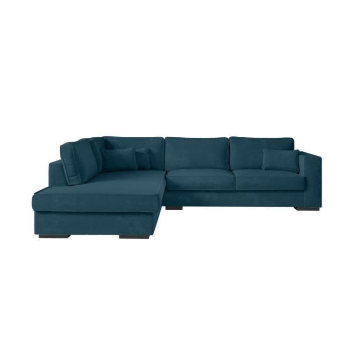 Canapé d'angle 5 places Bleu Tissu Contemporain Confort