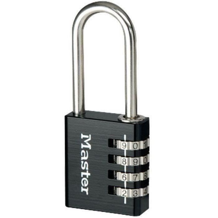 Cadenas à combinaison en aluminium noir - MASTER LOCK - 7640EURDBLKLH - Diamètre 6mm - Utilitaire