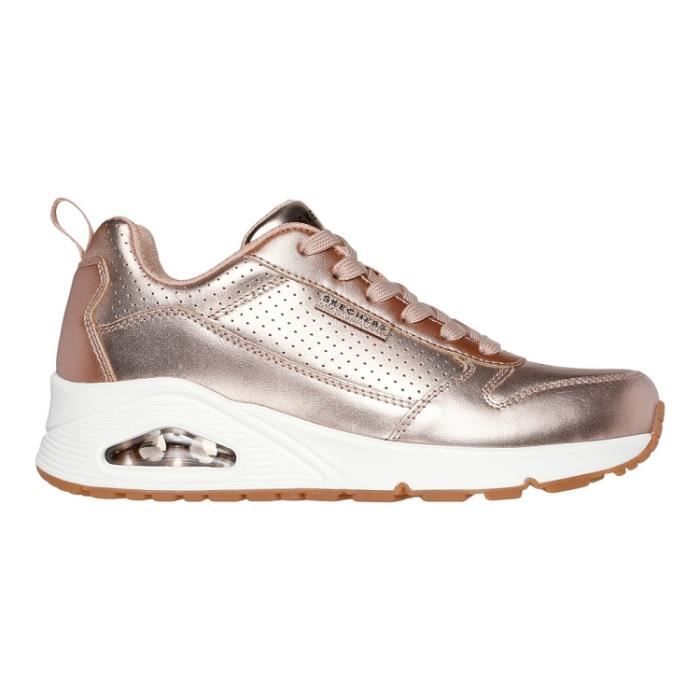 Skechers Baskets - SKECHERS - UNO METALLIXS - Or - Talon plat - Lacets - Mixte