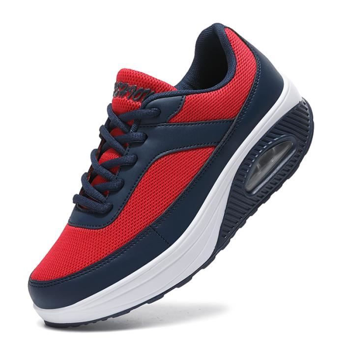 Basket Femme Chaussures Sport Feminine Respirante Rouge Marque