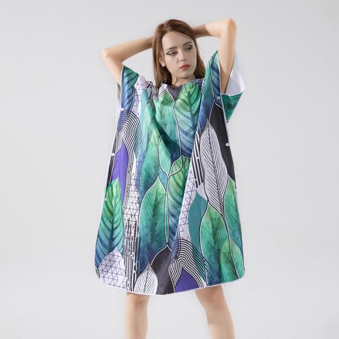 Poncho de Bain Poncho de Surf en Microfibre pour Hommes et Femmes Poncho de Plage Serviette à Changement Peignoir de Piscine(Vert)