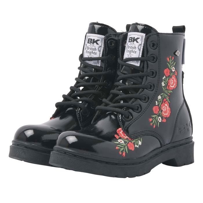 Bottines femme British Knights Blake Noir Synthétique Pointure 39 Black/flower