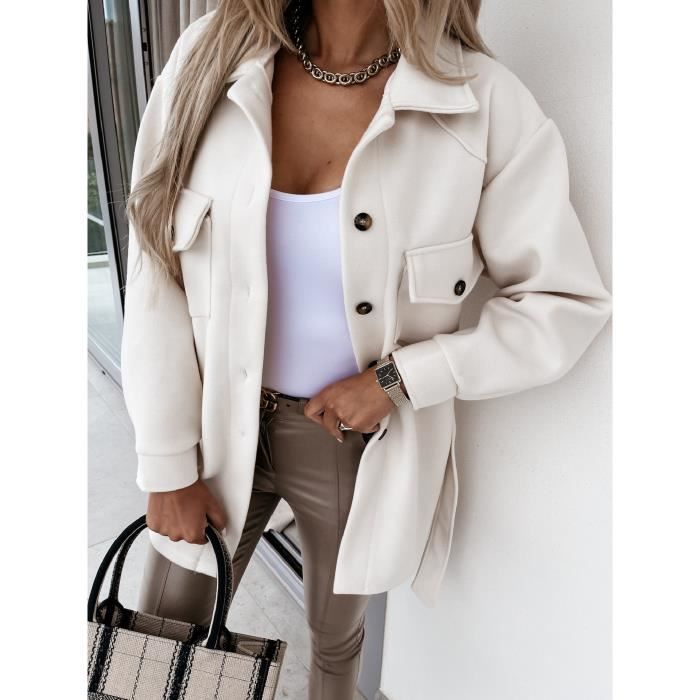 Trench-coat élégant Pour Femme - Double Boutonnage, Ceinture, Style Français Classique - Printemps/automne