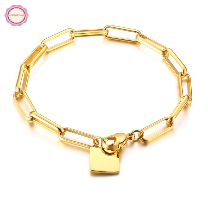 BORGANGONFANDijoux Bracelet Femmes- All-match carré en acier inoxydable simple et élégant Bracelet -or