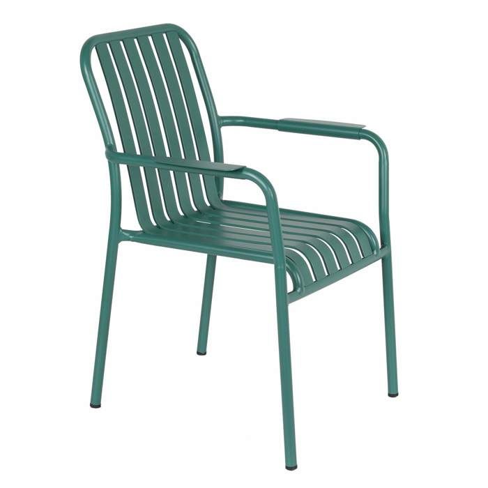 Chaise de terrasse avec accoudoirs en aluminium vert foncé Faro - Oviala