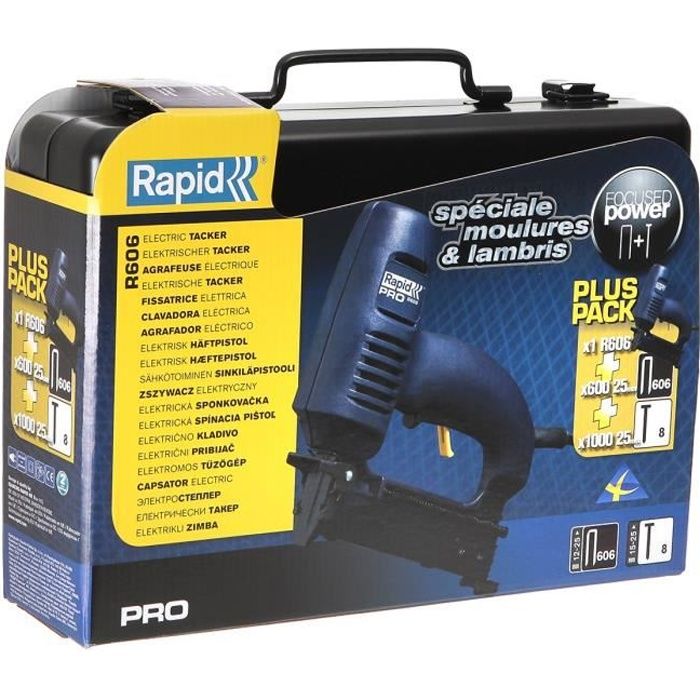 Agrafeuse cloueuse électrique RAPID R606 Système Focused Power Coffret inclus