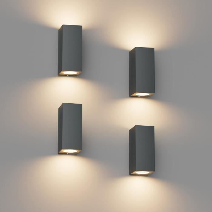 Klighten 2 pcs Applique Murale Exterieur GU10 Aluminium Up/Down Eclairage Murale Exterieur, IP65 Étanche Lampe Murale Exterieur pour Jardin Couloir Entrée Patio, Ampoule non Incluse, Blanc
