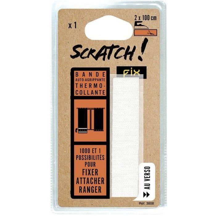 Bande thermocollante velcro 2 cm x 1 m - blanc