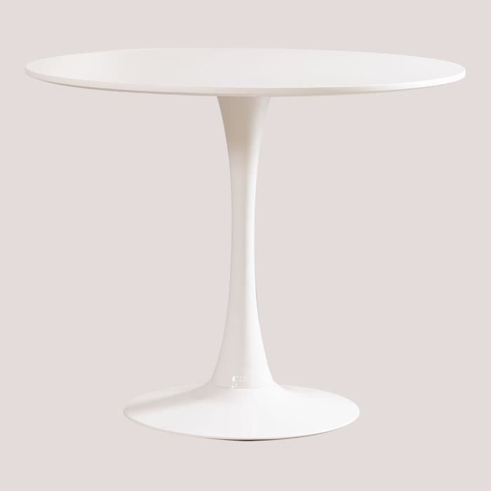 SKLUM Table à manger ronde en MDF et métal Tuhl Blanc Ø90 cm
