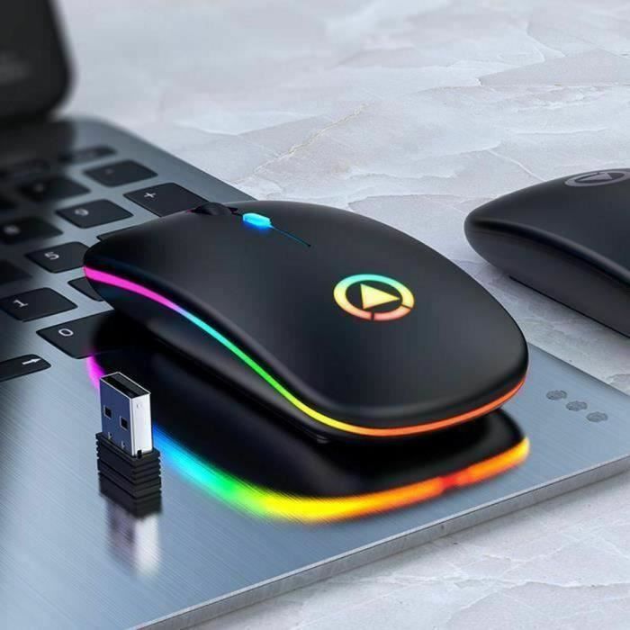 Souris sans fil – Gamer – Ultra mince – Rechargeable – 4 boutons – Clics silencieux
